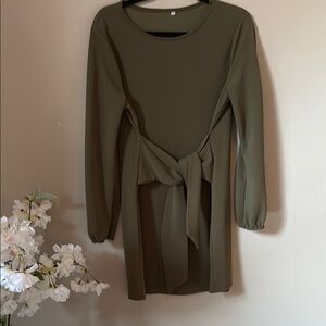 Olive Green Long Sleeve Dress